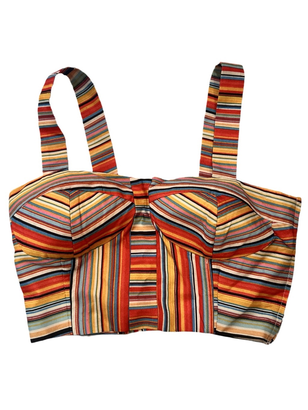 Azulu Striped Multicolor Bustier Top Summer Crop M